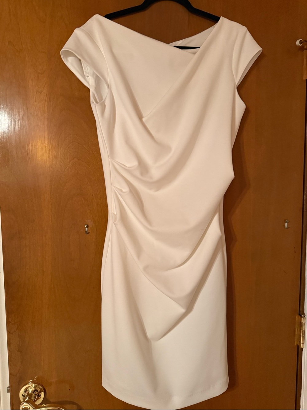 Classic White House Black Market Ivory Draped Sheath